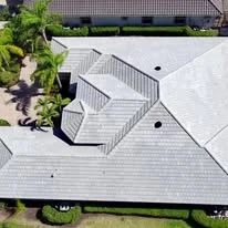 White tile roof from above